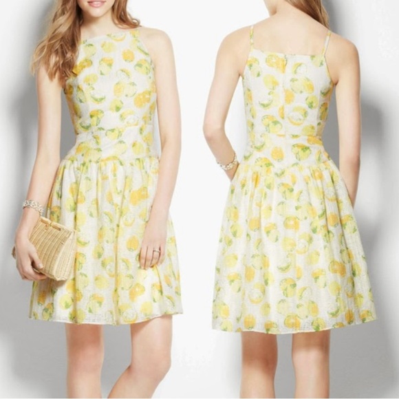 ANN TAYLOR PETITE LEMON DROP SUNDRESS YELLOW WHITE SLEEVELESS DRESS WOMENS 8P - Picture 1 of 8